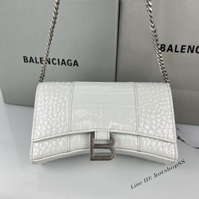 Balenciaga專櫃爆款鱷魚紋牛皮女包 巴黎世家沙漏鏈條斜挎包 fyj1327